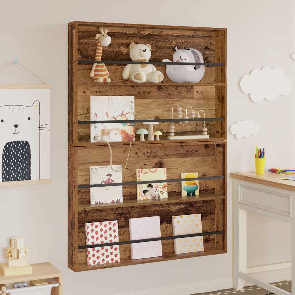 Magasin Rack 2 stk Gammelt træ 100 x 12 x 70 cm Konstrueret træ billede