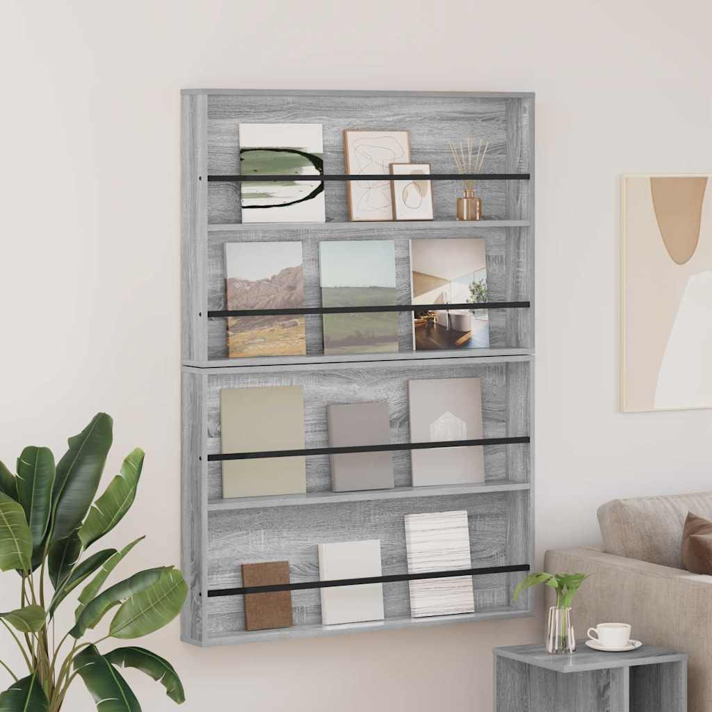 Magasin Rack 2 stk Grå Sonoma 100 x 12 x 70 cm Konstrueret træ billede