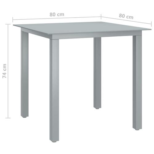 Spisebordssæt til haven 5 dele aluminium sølvfarvet og sort