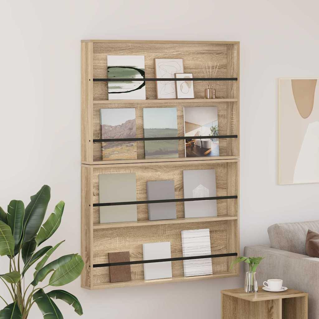 Magasin Rack 2 stk Sonoma eg 100 x 12 x 70 cm Konstrueret træ billede