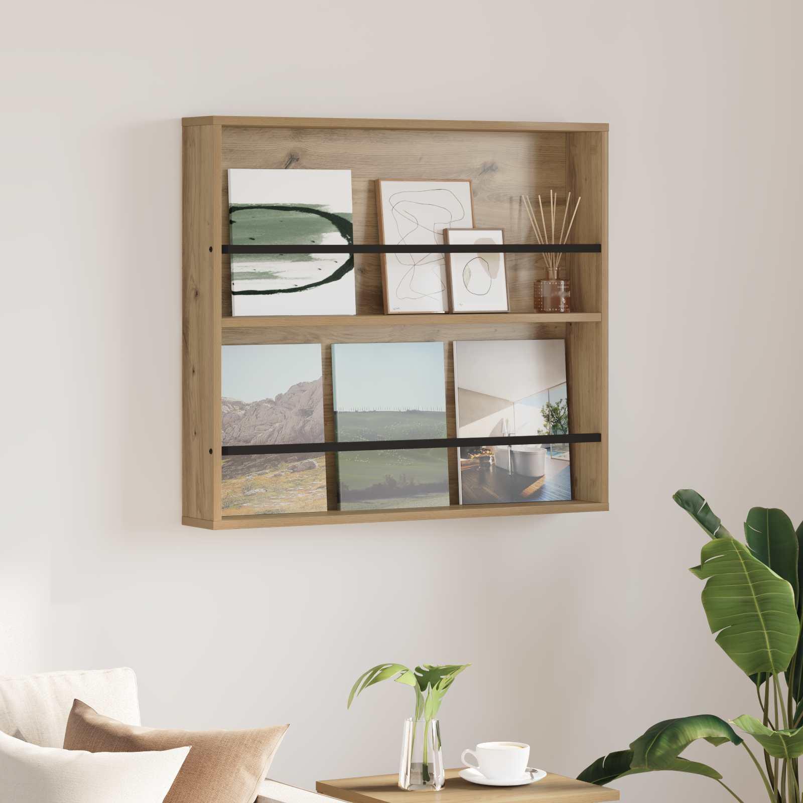 Magasin Rack Artisan Egetræ 80 x 12 x 70 cm Konstrueret træ billede