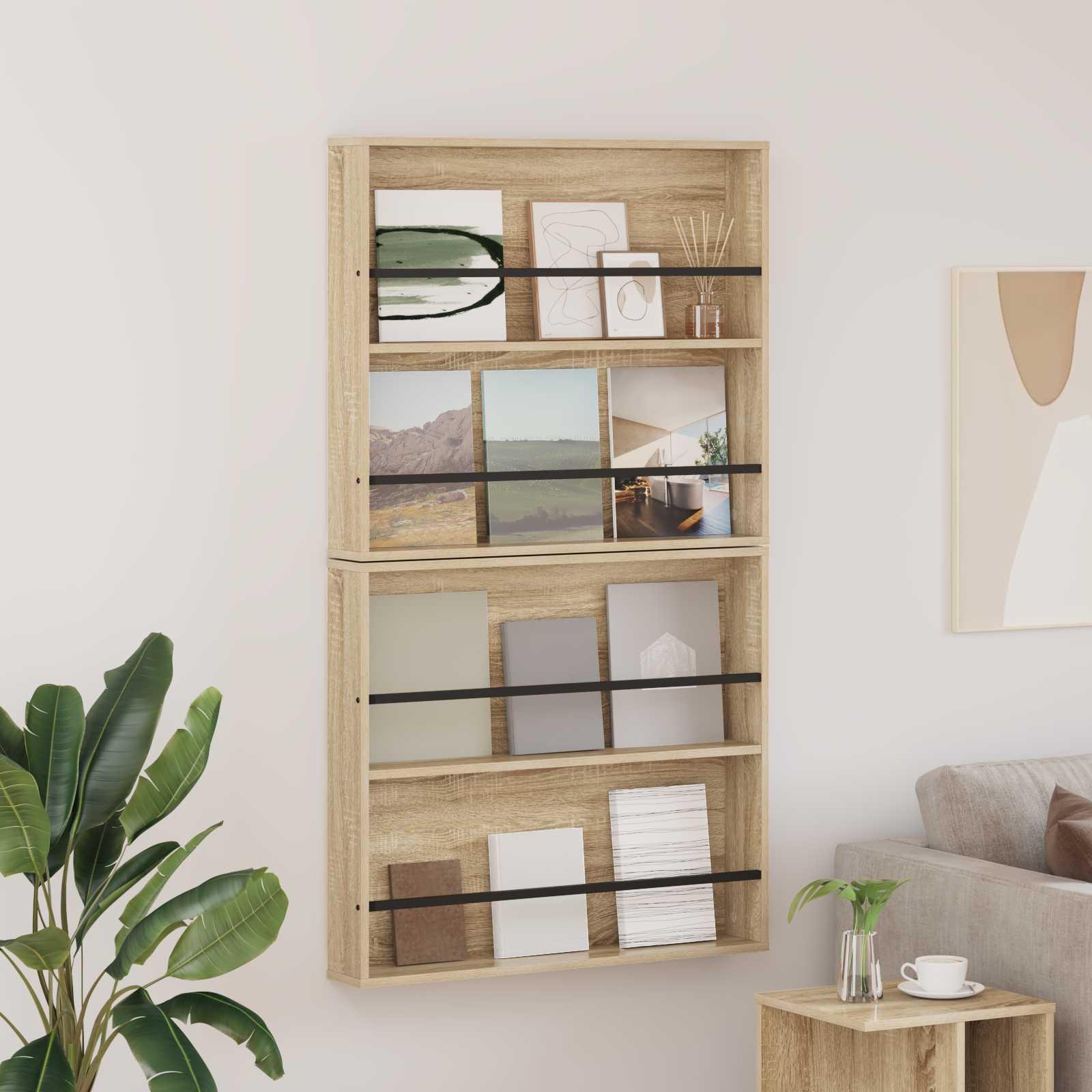 Magasin Rack 2 stk Sonoma eg 80 x 12 x 70 cm Konstrueret træ billede