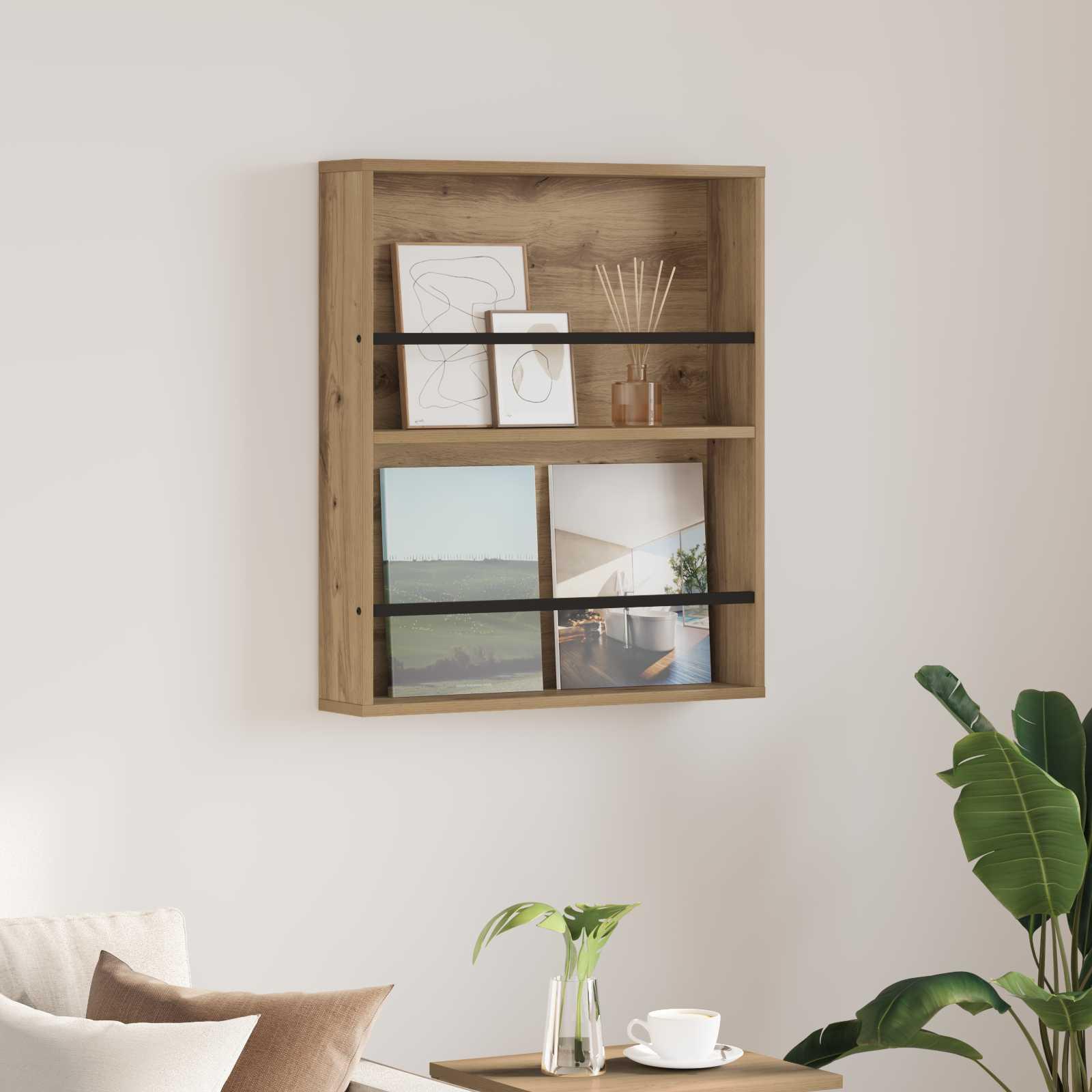 Magasin Rack Artisan Egetræ 60 x 12 x 70 cm Konstrueret træ billede