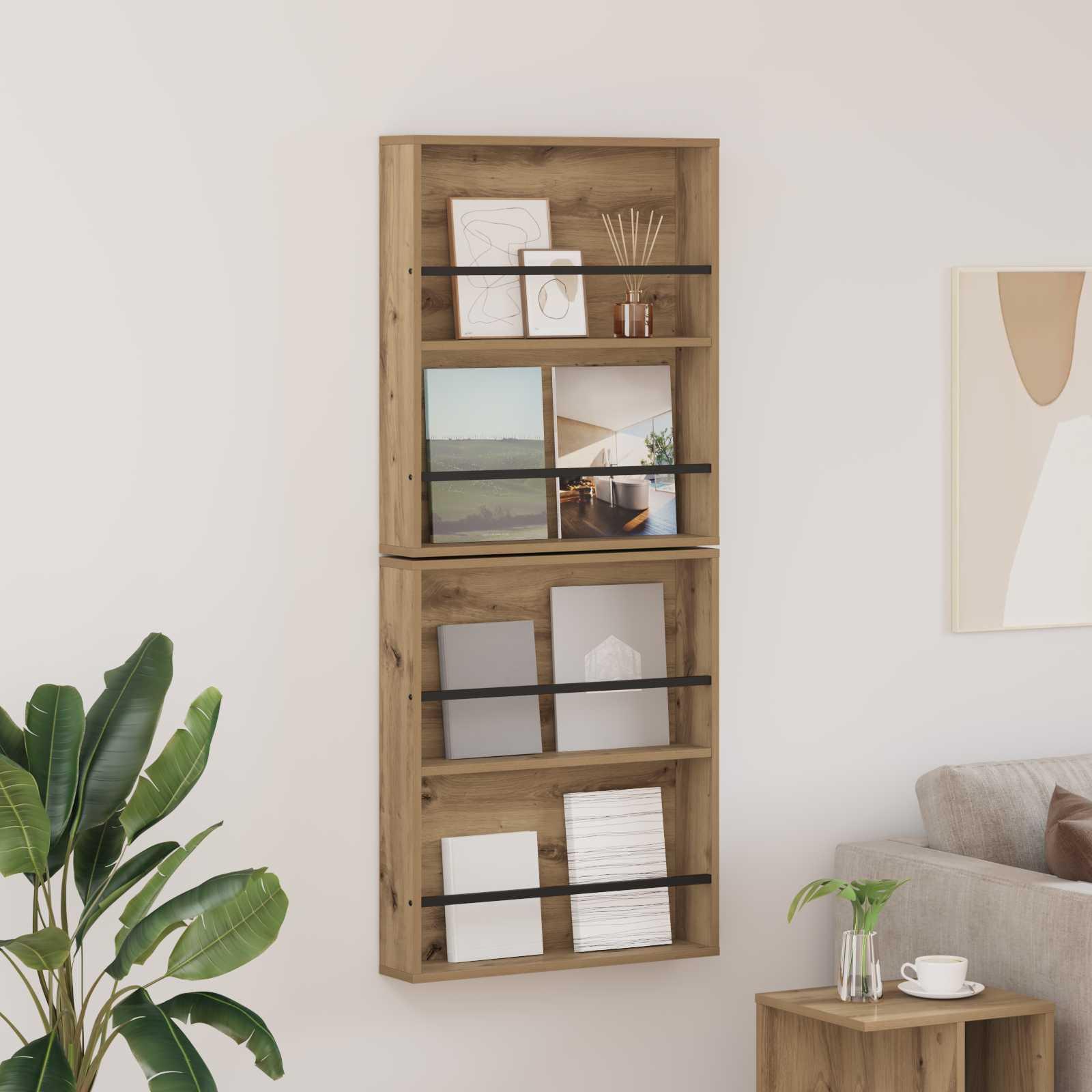 Magasin Rack med hylde 2 stk Artisan Egetræ 60 x 12 x 70 cm billede