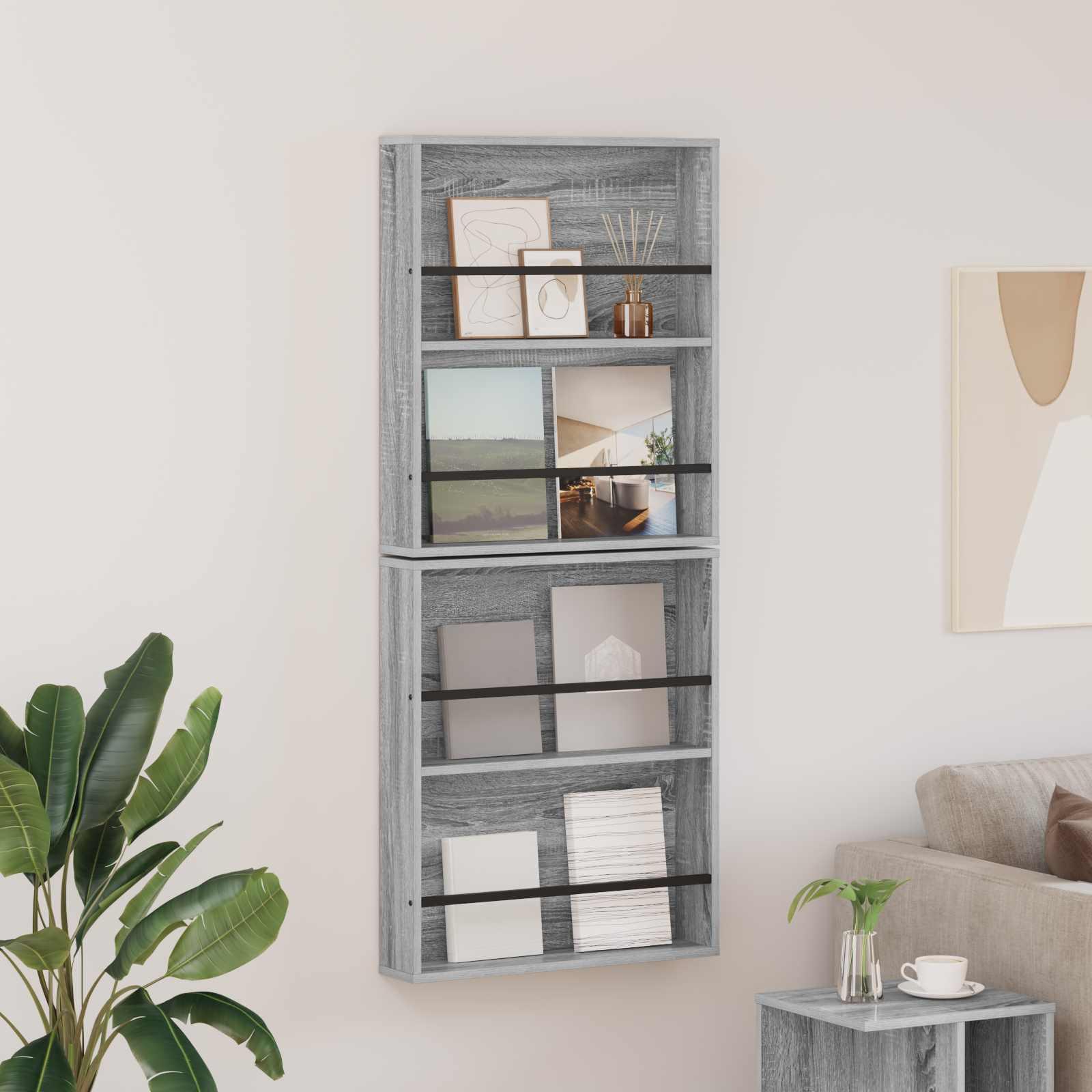 Magasin Rack 2 stk Grå Sonoma 60 x 12 x 70 cm Konstrueret træ billede