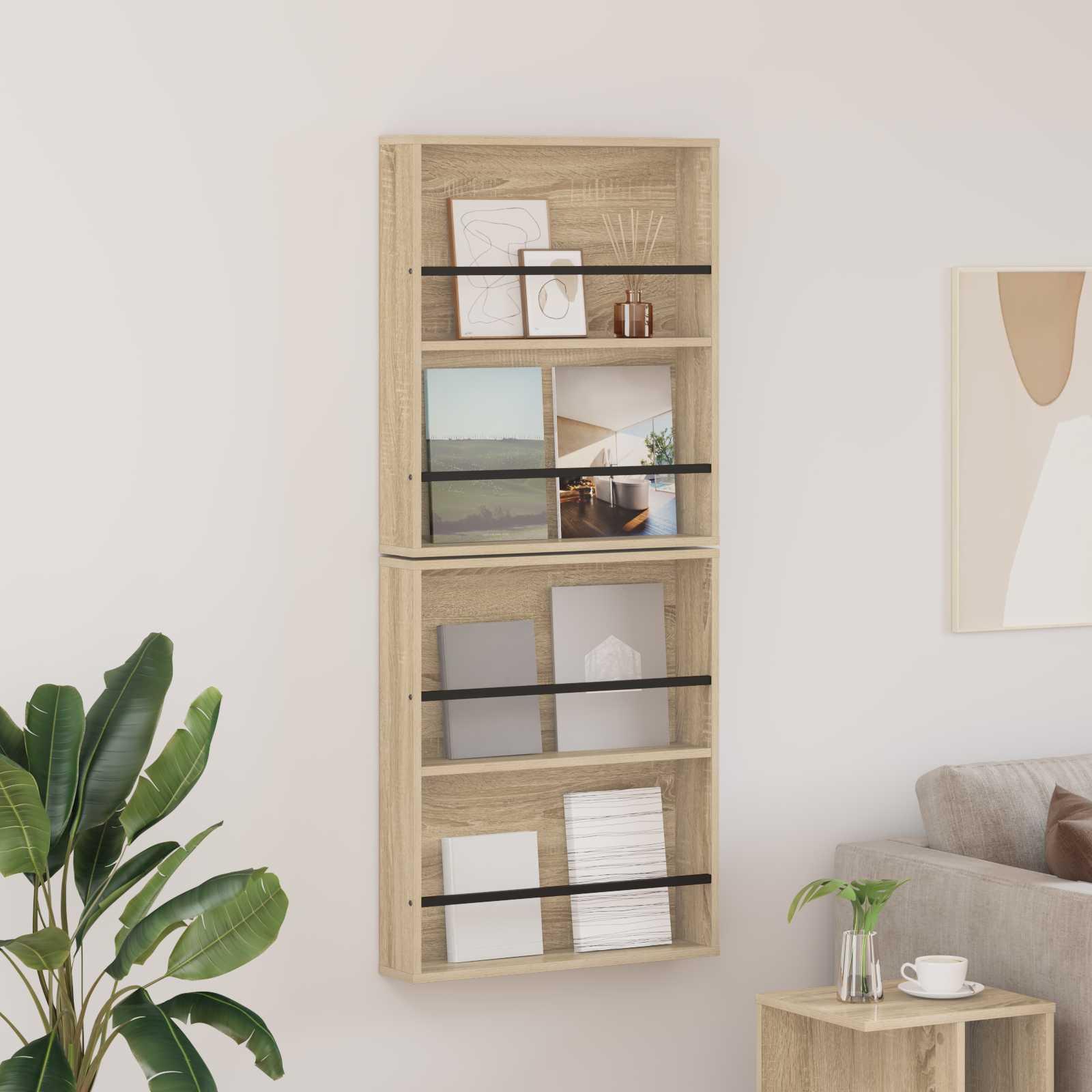 Magasin Rack 2 stk Sonoma eg 60 x 12 x 70 cm Konstrueret træ billede