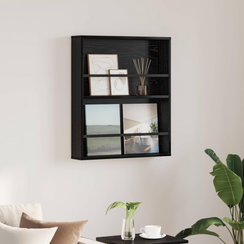 Magasin Rack med hylde Sort eg 60 x 12 x 70 cm Konstrueret træ