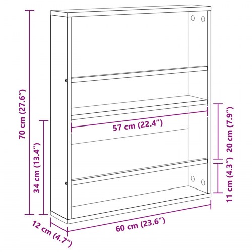 Magasin Rack med hylde Sort eg 60 x 12 x 70 cm Konstrueret træ