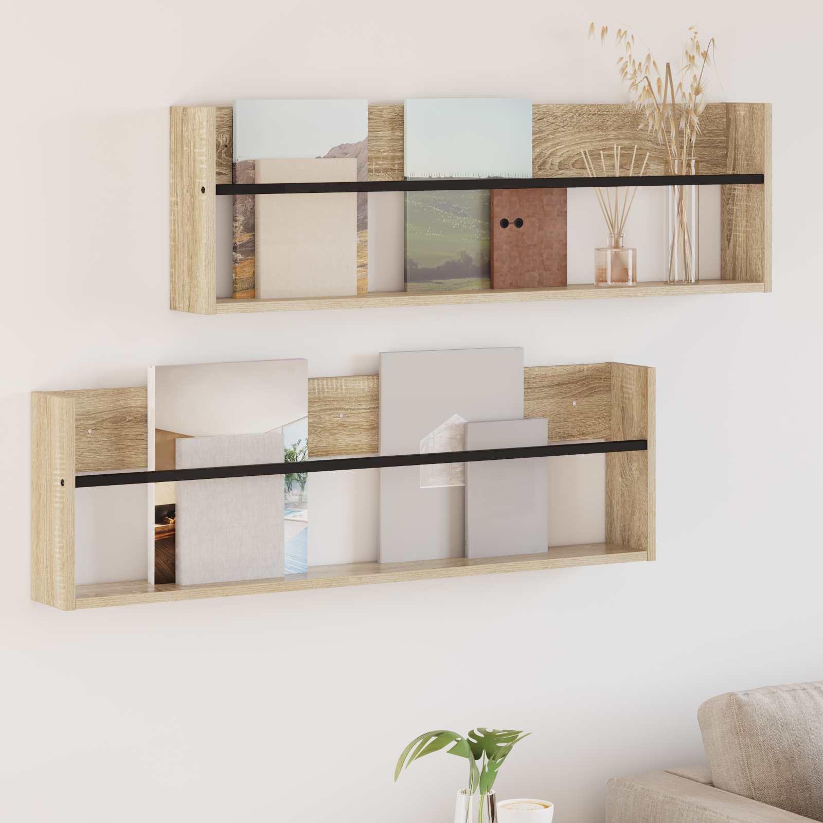 Magasin Rack 2 stk Sonoma eg 100 x 12 x 30 cm Konstrueret træ billede