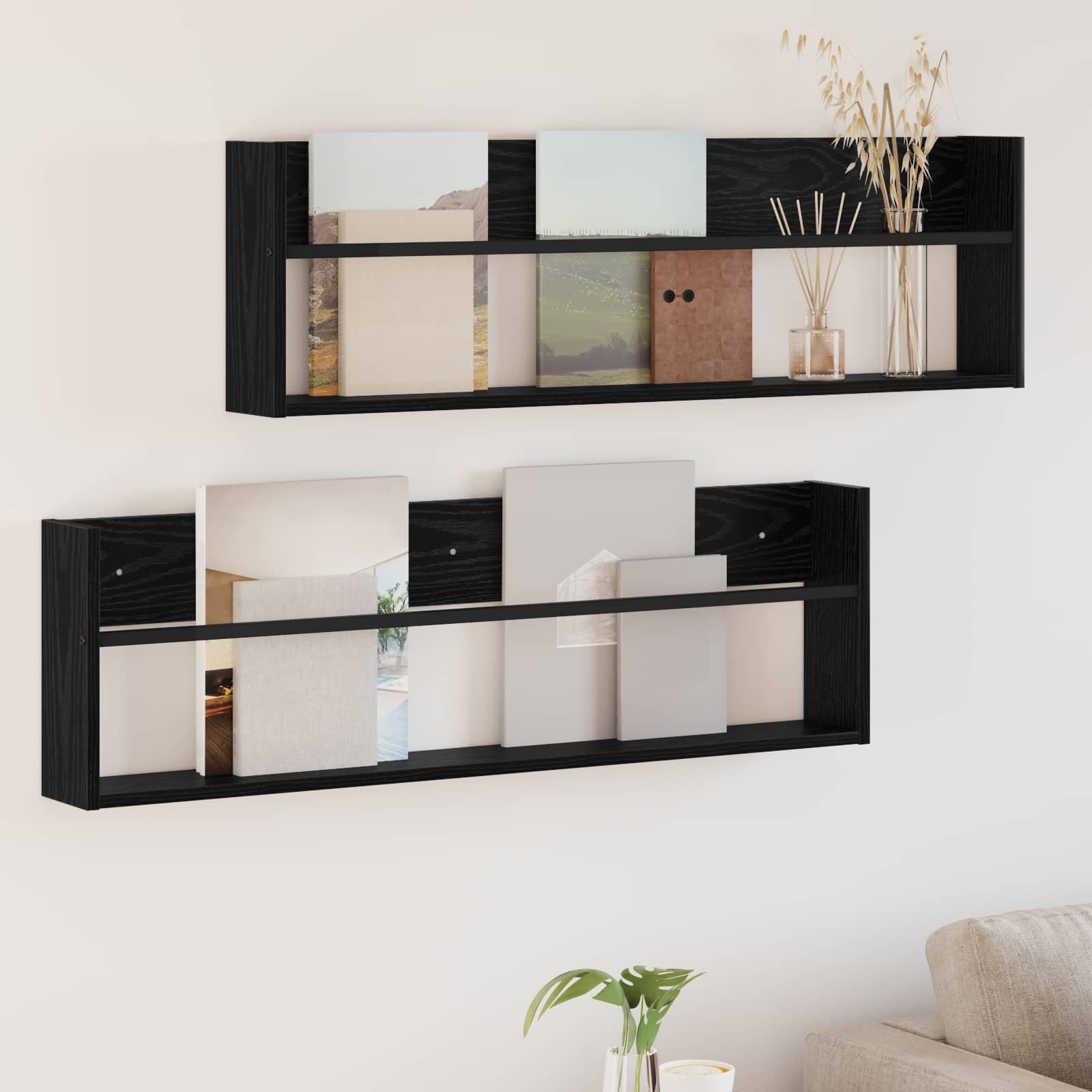 Magasin Rack 2 stk Sort eg 100 x 12 x 30 cm Konstrueret træ billede