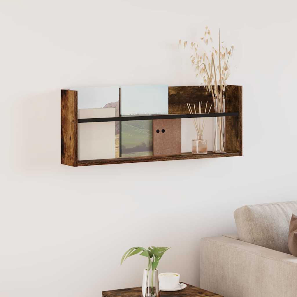Magasin Rack med hylde Røget eg 80 x 12 x 30 cm Konstrueret træ billede