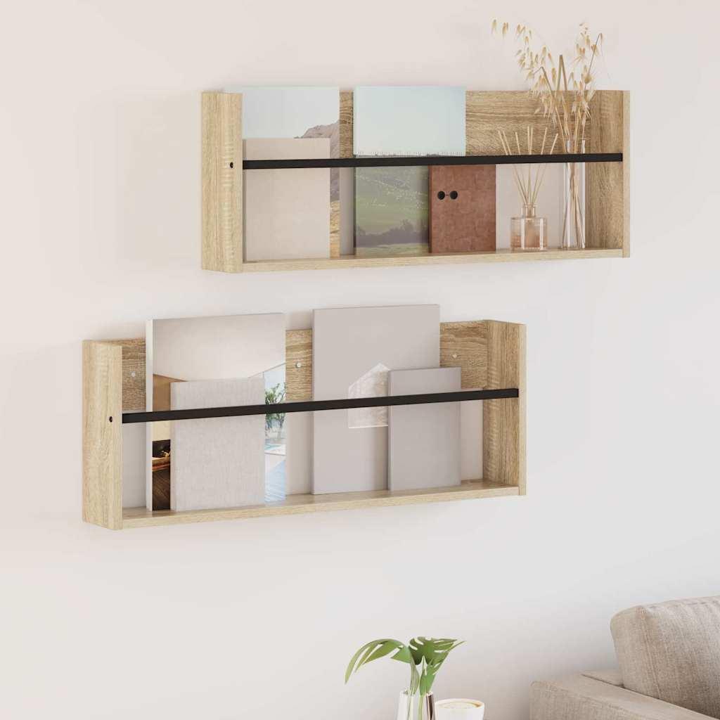 Magasin Rack 2 stk Sonoma eg 80 x 12 x 30 cm Konstrueret træ billede