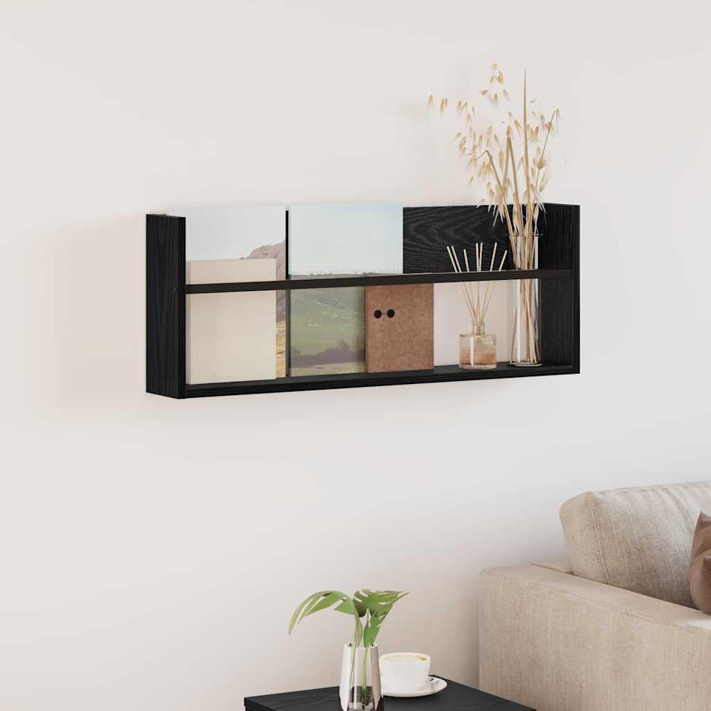 Magasin Rack med hylde Sort eg 80 x 12 x 30 cm Konstrueret træ billede
