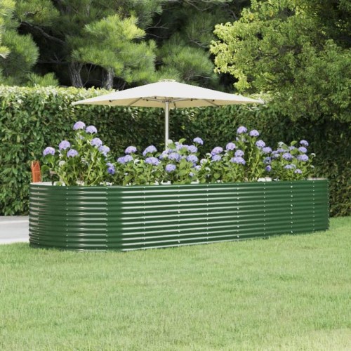 Plantekasse 367x140x68 cm galvaniseret stål grøn