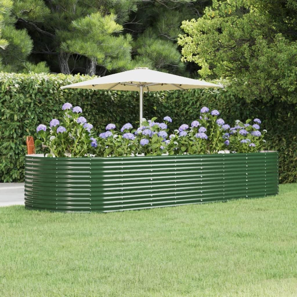 Plantekasse 367x140x68 cm galvaniseret stål grøn