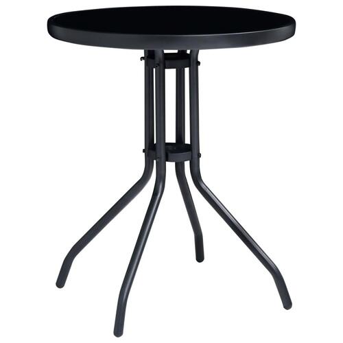 Bistrosæt 3 dele aluminium og textilene sort
