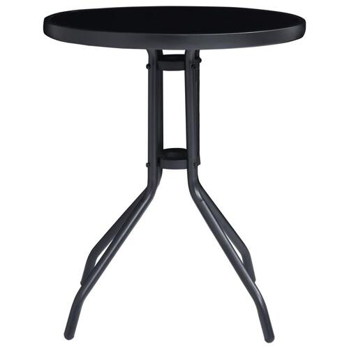 Bistrosæt 3 dele aluminium og textilene sort