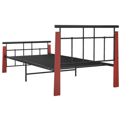 Sengestel 90x200 cm massivt egetræ og metal