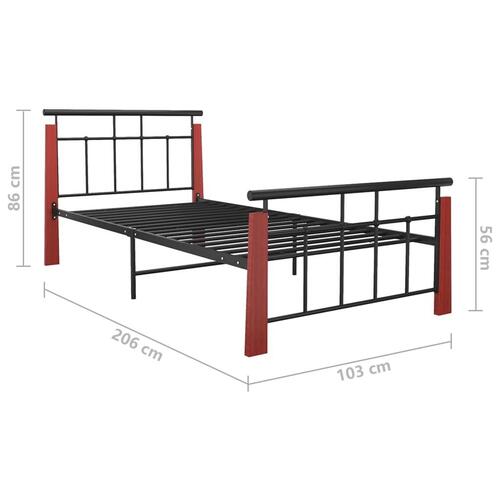 Sengestel 90x200 cm massivt egetræ og metal