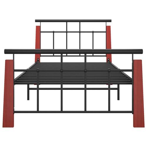 Sengestel 100x200 cm metal og massivt egetræ
