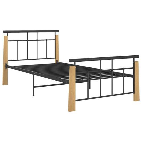 Sengestel 90x200 cm massivt egetræ og metal