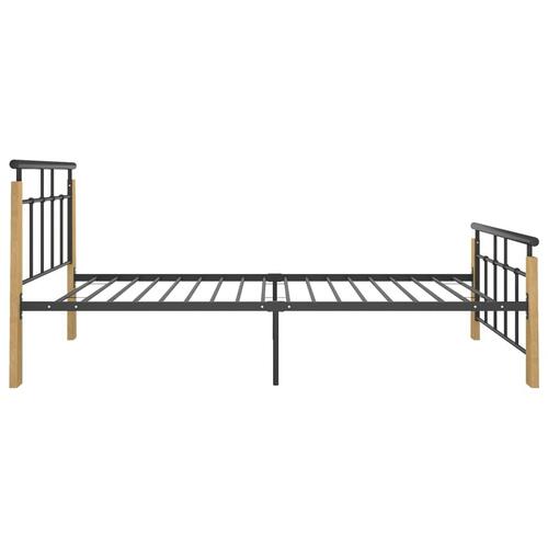 Sengestel 90x200 cm massivt egetræ og metal