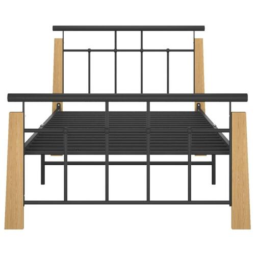 Sengestel 100x200 cm metal og massivt egetræ