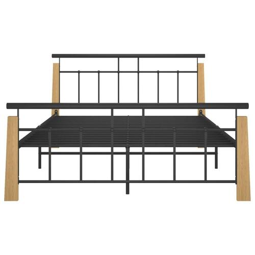 Sengestel 140x200 cm massivt egetræ og metal