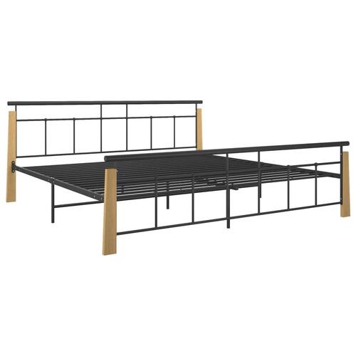 Sengestel 200x200 cm metal og massivt egetræ
