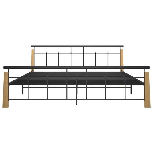 Sengestel 200x200 cm metal og massivt egetræ