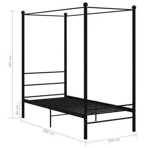 Sengestel til himmelseng 100x200 cm metal sort