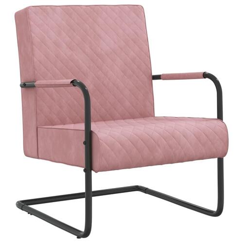 Stol med cantilever fløjl lyserød