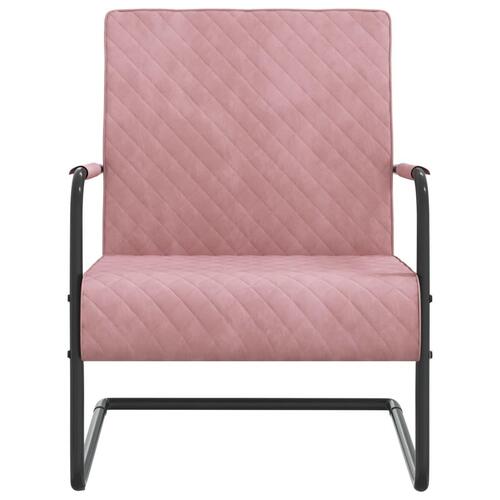 Stol med cantilever fløjl lyserød