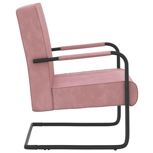 Stol med cantilever fløjl lyserød