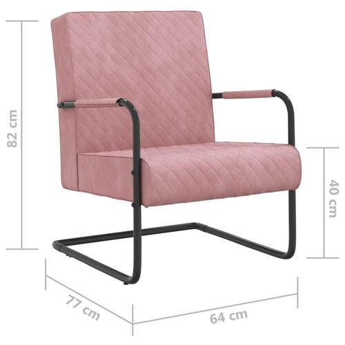 Stol med cantilever fløjl lyserød