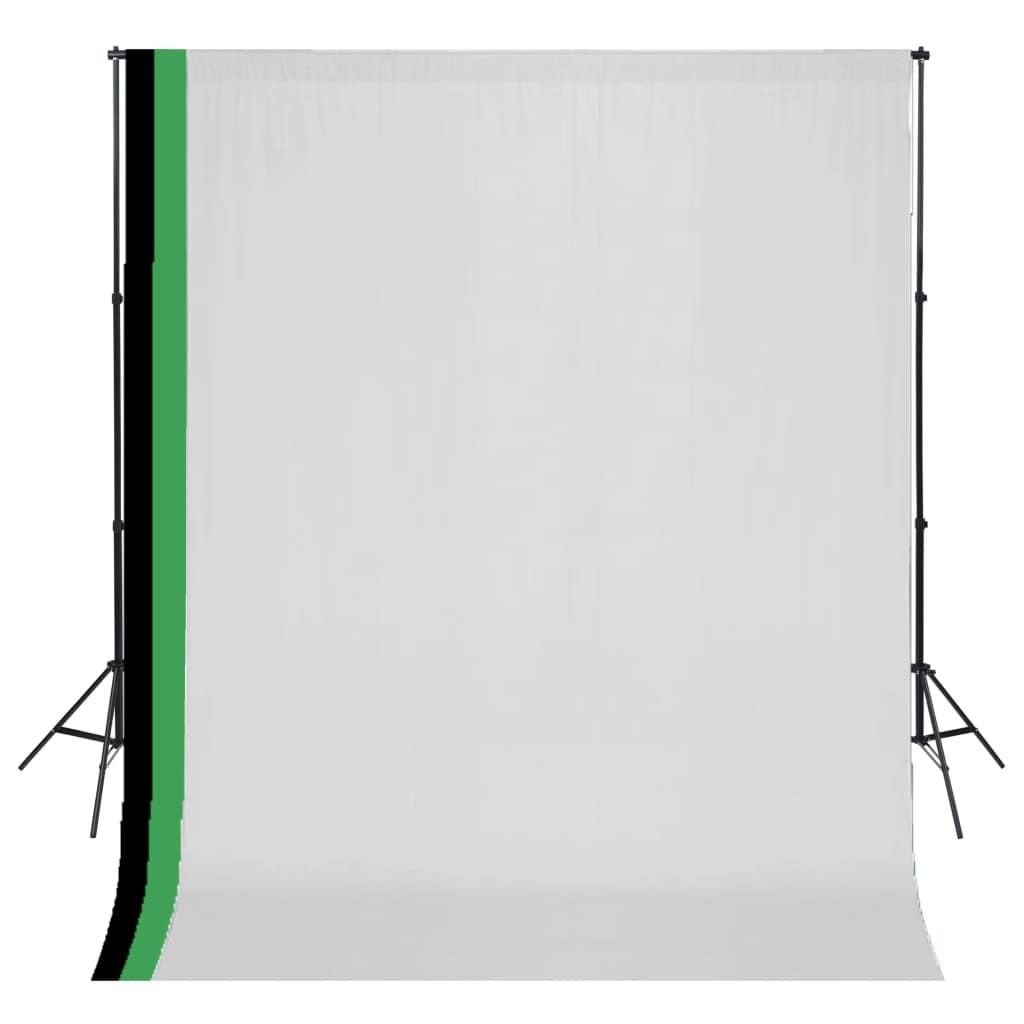 Studieudstyr 3 fotobaggrunde bomuld justerbart stel 3 x 3 m