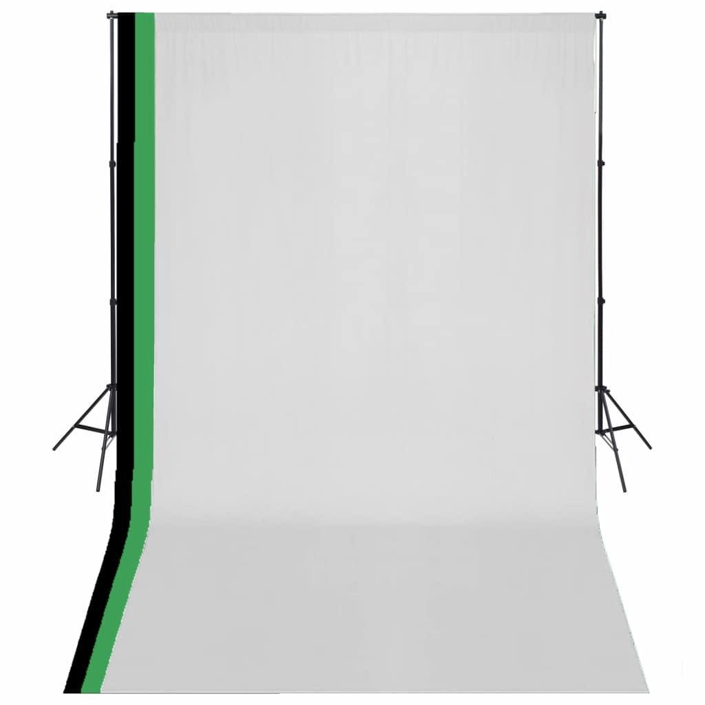 Studieudstyr 3 fotobaggrunde i bomuld justerbart stel 3 x 5 m