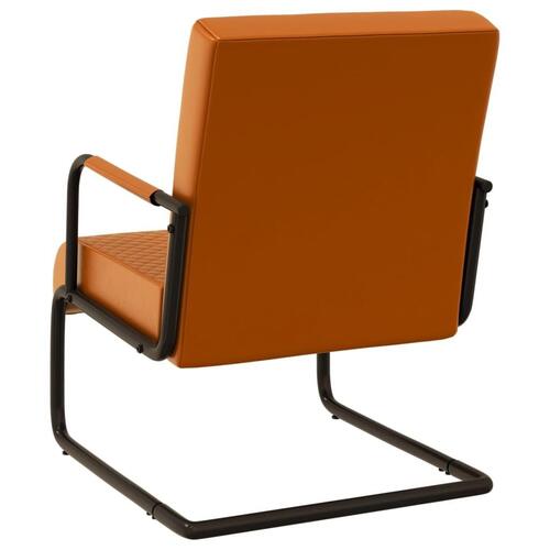 Stol med cantilever kunstlæder brun