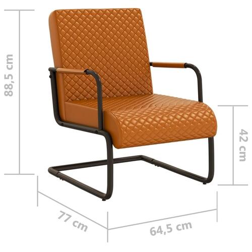 Stol med cantilever kunstlæder brun