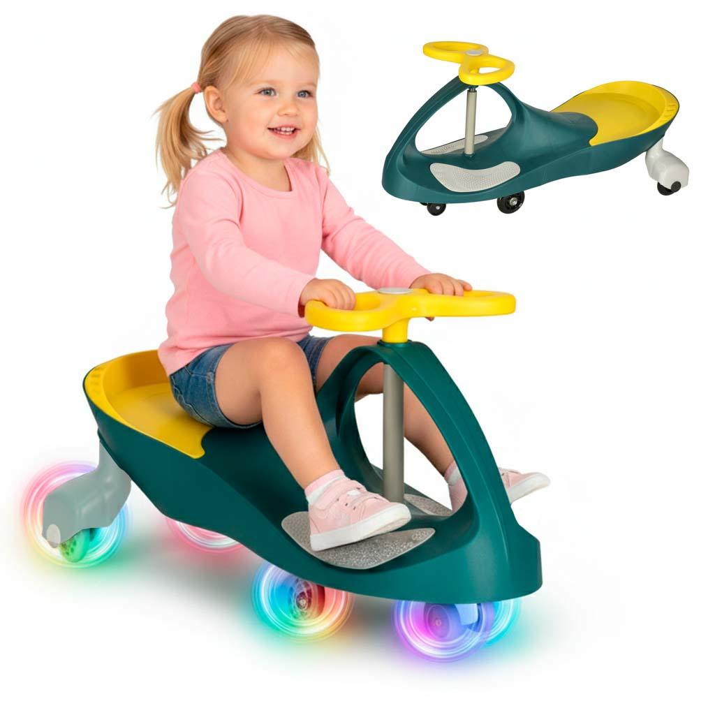 Gåbil med LED-lysende hjul - grøn/gul gravity ride billede