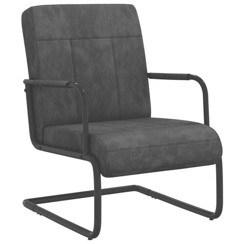 Stol med cantilever fløjl mørkegrå
