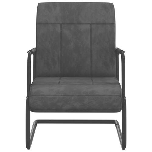 Stol med cantilever fløjl mørkegrå