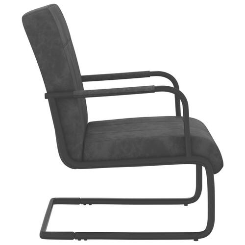 Stol med cantilever fløjl mørkegrå