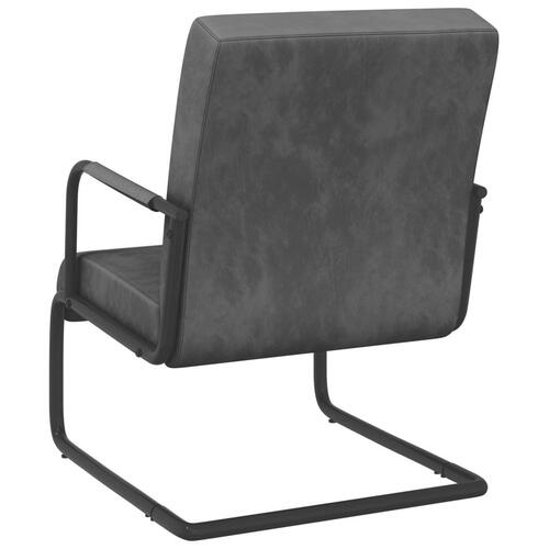 Stol med cantilever fløjl mørkegrå