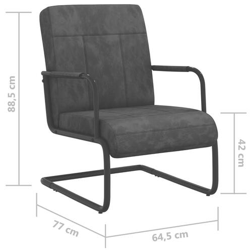 Stol med cantilever fløjl mørkegrå