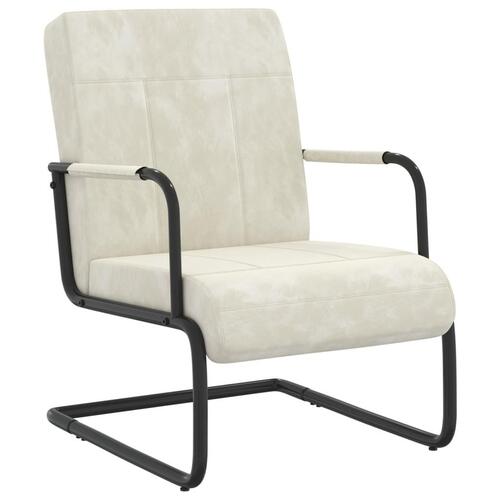Stol med cantilever fløjl cremehvid