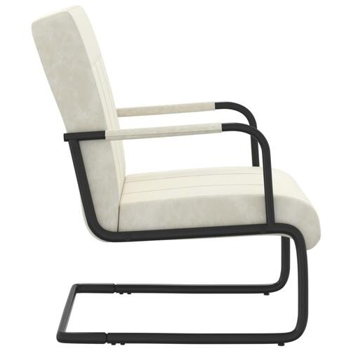 Stol med cantilever fløjl cremehvid