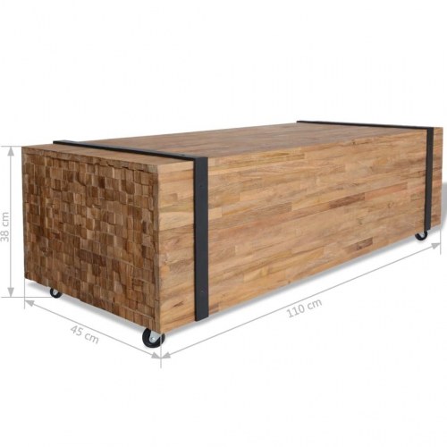 Sofabord 110x45x38 cm massivt teaktræ