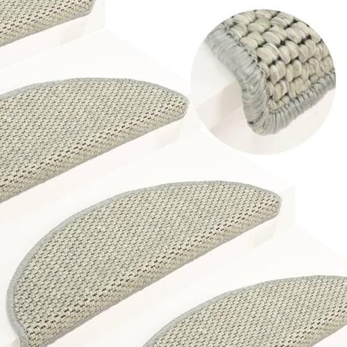 Selvklæbende trappemåtte 15 stk. 65x21x4 cm sisal-look lysegrøn