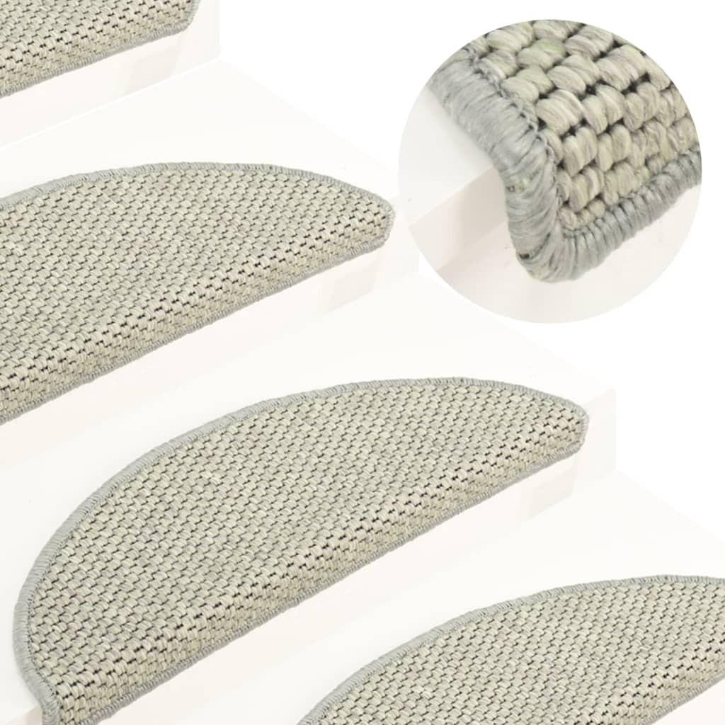 Selvklæbende trappemåtte 15 stk. 65x21x4 cm sisal-look lysegrøn